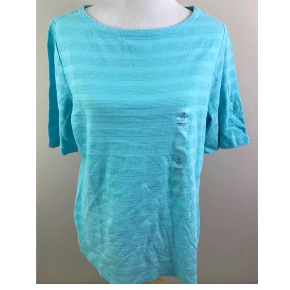 NEW Charter Club Boat Neck T-Shirt Light Blue 1X